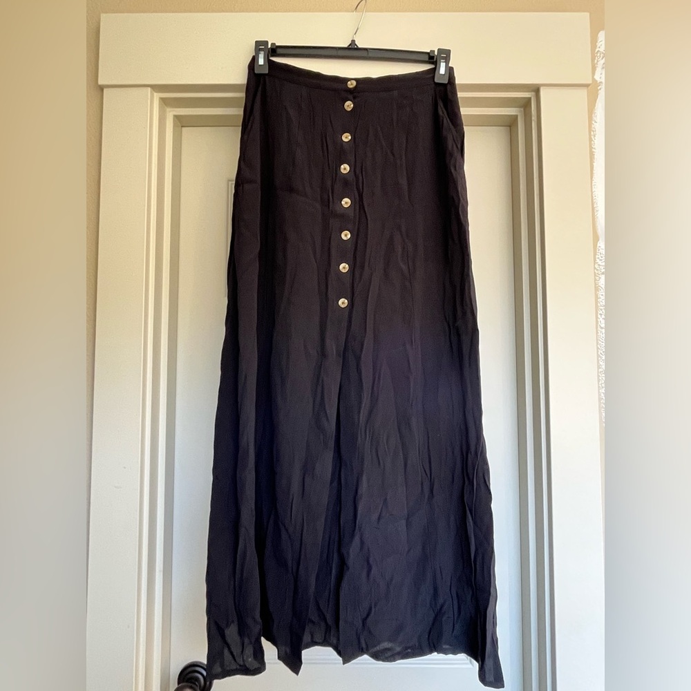 Farrow Size L Black Button Up Maxi Skirt